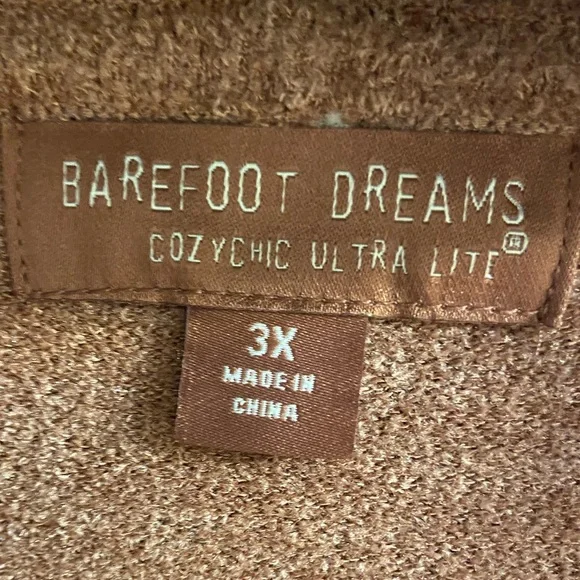 Barefoot Dreams CozyChic Ultra Lite in Brown sweater cardigan hooded 3X - Picture 7 of 8